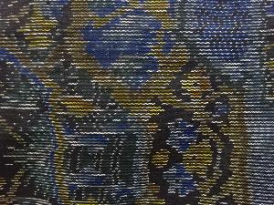 アンティーク　亀甲に草花模様織り出し本場泥大島紬着物